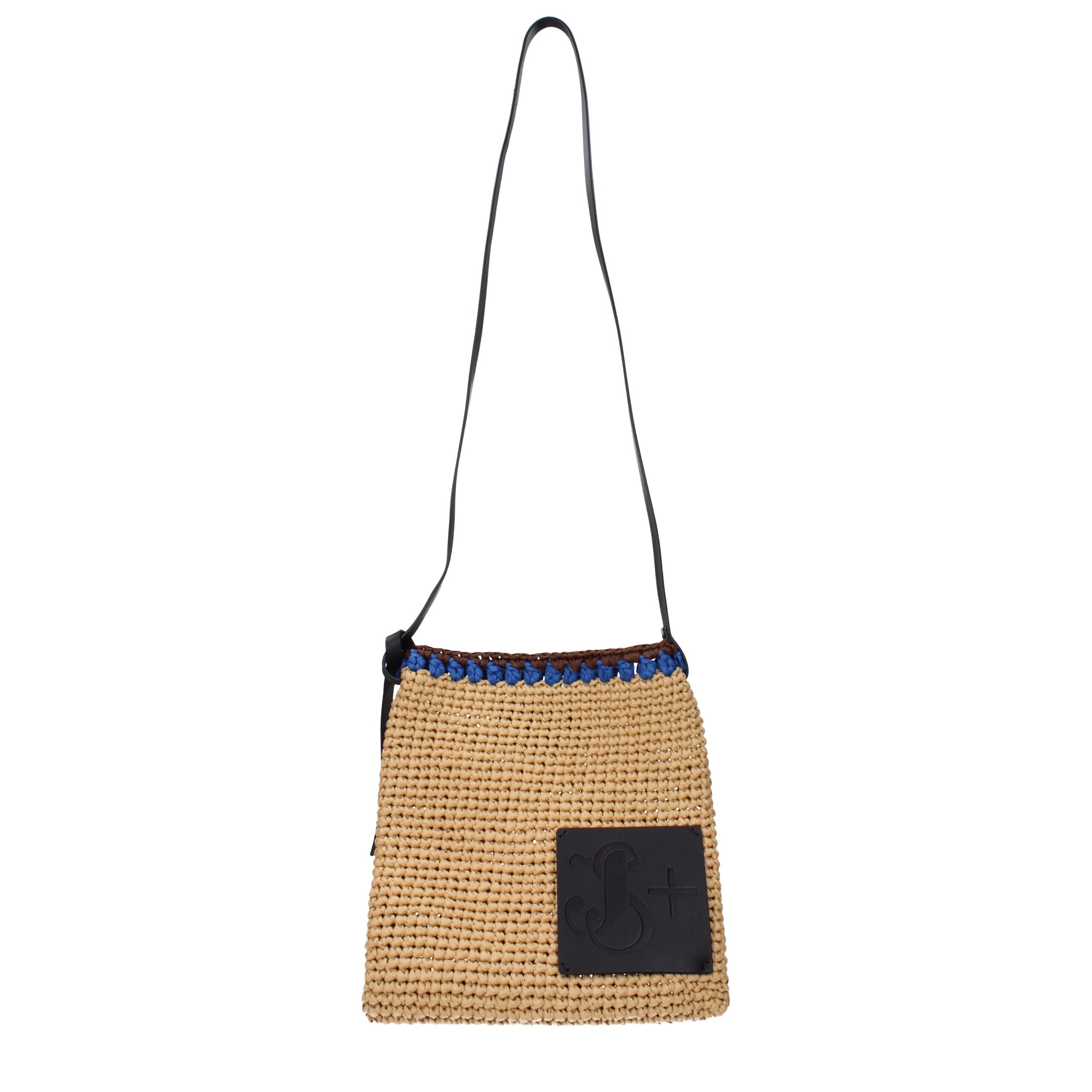 Jil Sander Beige Raffia Crossbody Bag